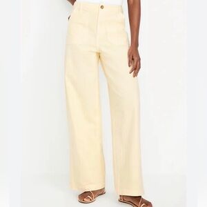 Old Navy Light Yellow Wide-Leg Trousers jeans high waist size 4
